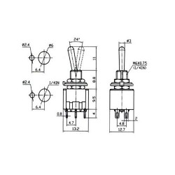 3 ways rocker switch 6mm